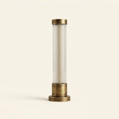 Fluted glass wall light in aged brass