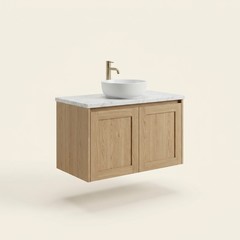 Oak wall-hung vanity unit