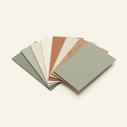 Fan of paint and material swatches